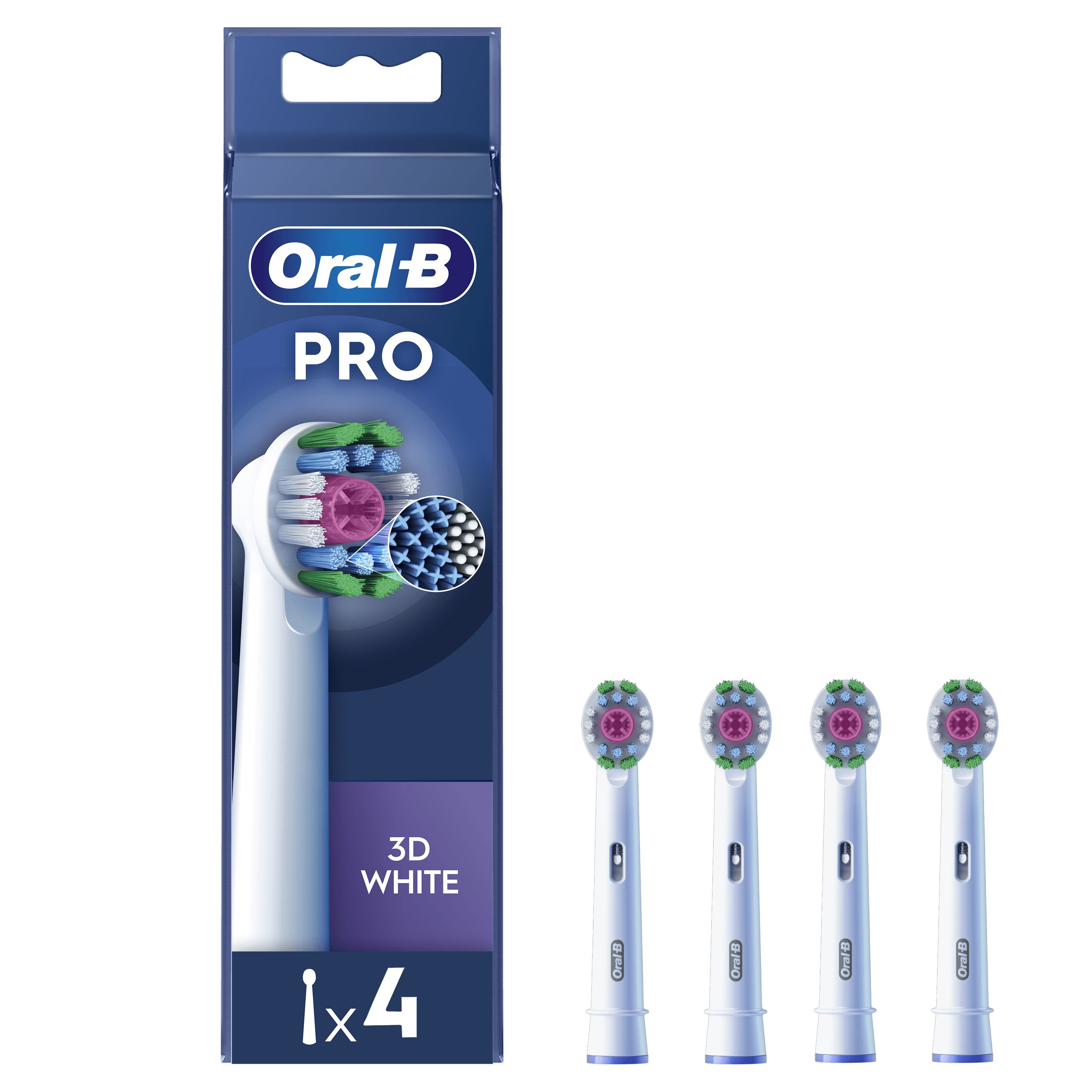 Глави за електрични четки за заби Oral-B Pro 3D White, 4 парчиња